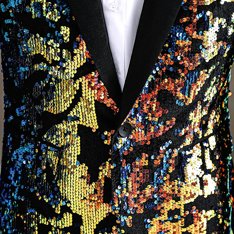 Herren-Paillettenanzugjacke in bunten Farben