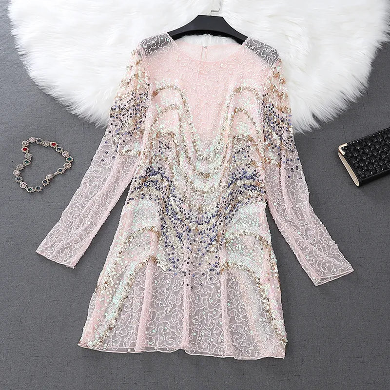 Transparente Pailletten-Kleid