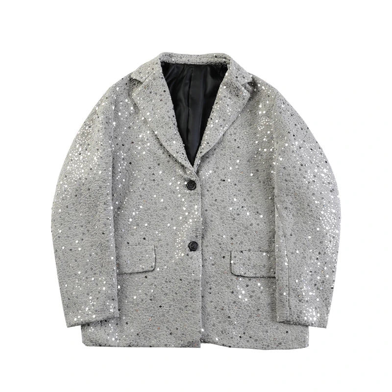 Herren Pailletten Blazer Jacke