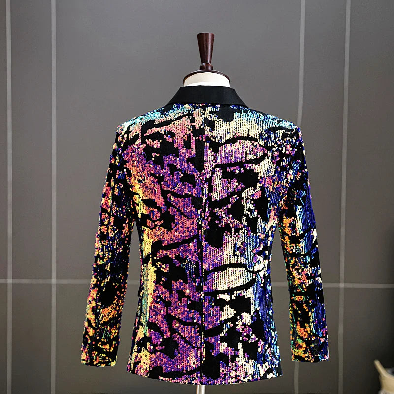 Herren-Paillettenanzugjacke in bunten Farben
