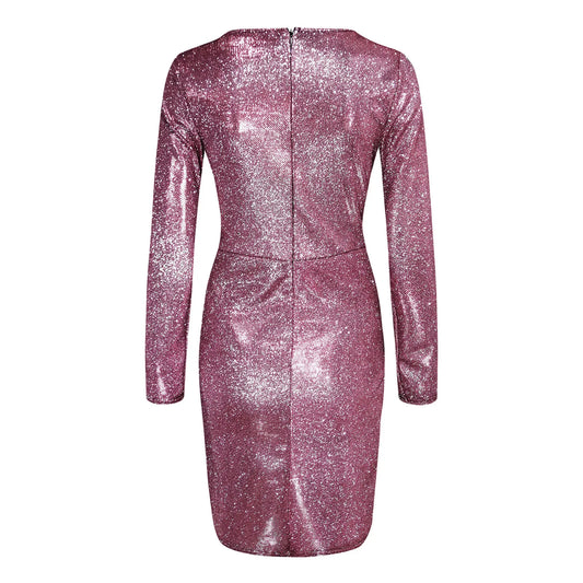 Pailletten Abendkleid mit V-Ausschnitt