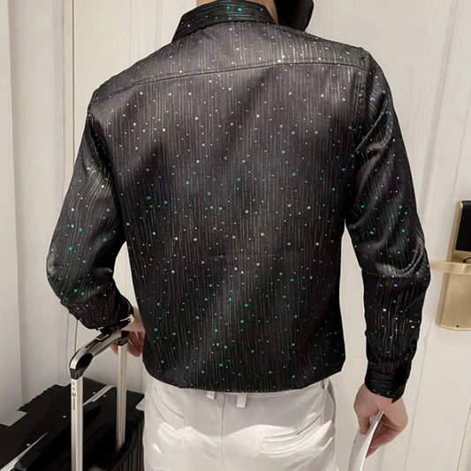 Herrenhemd mit Pailletten und Sternen