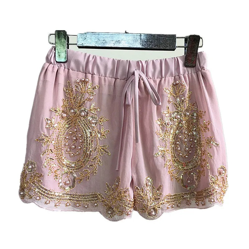 Kurze Pailletten mit Perlen für Damen