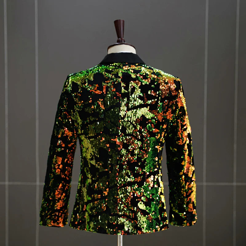 Herren-Paillettenanzugjacke in bunten Farben