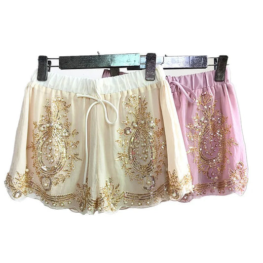 Kurze Pailletten mit Perlen für Damen