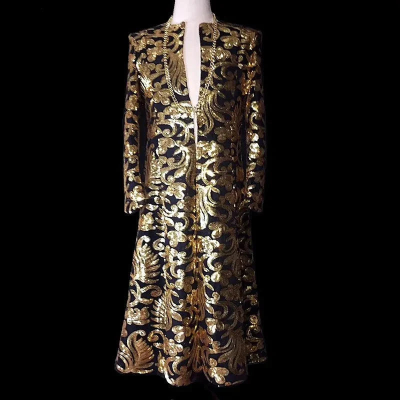 goldene Pailletten Herren Trenchcoat