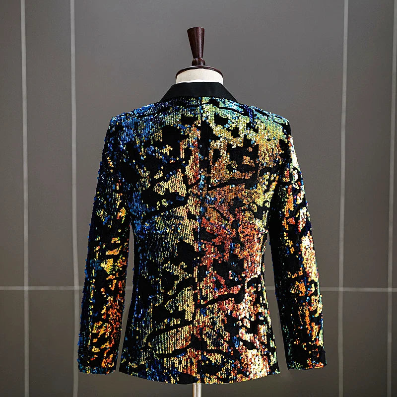 Herren-Paillettenanzugjacke in bunten Farben