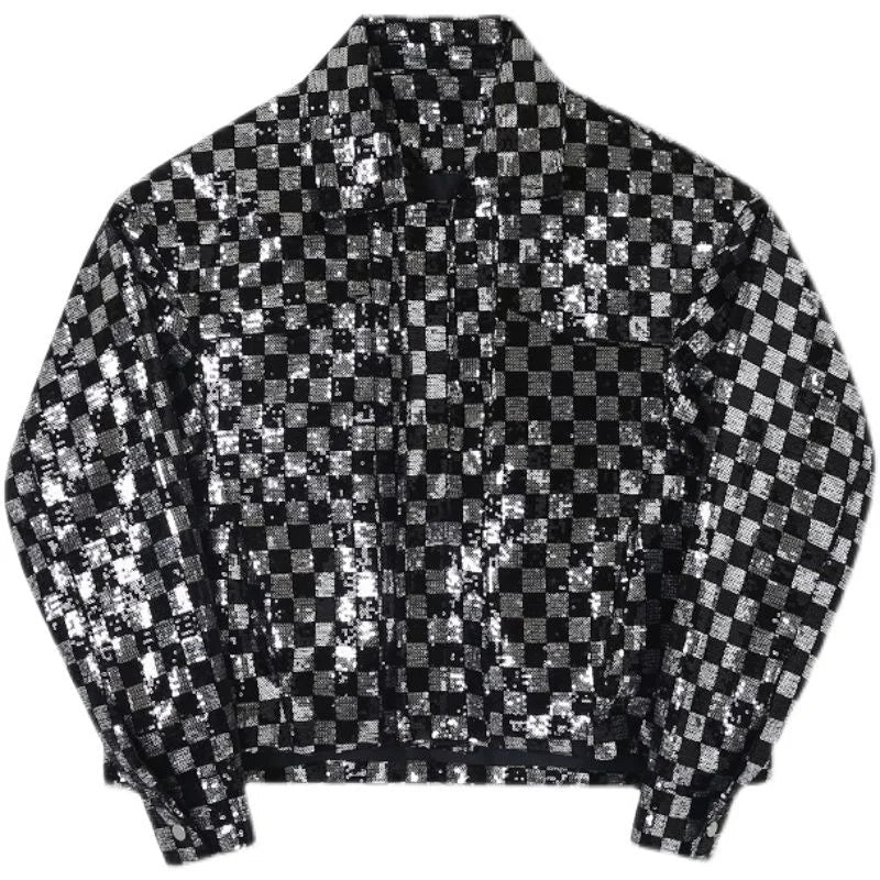 Herren Paillettenjacke Damier