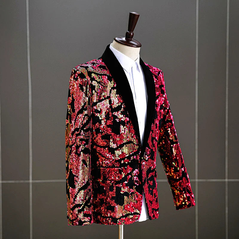 Herren-Paillettenanzugjacke in bunten Farben