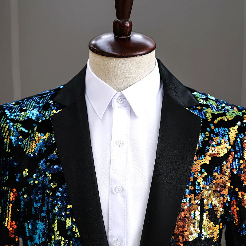 Herren-Paillettenanzugjacke in bunten Farben