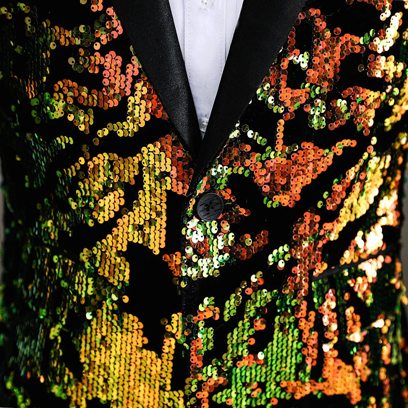 Herren-Paillettenanzugjacke in bunten Farben
