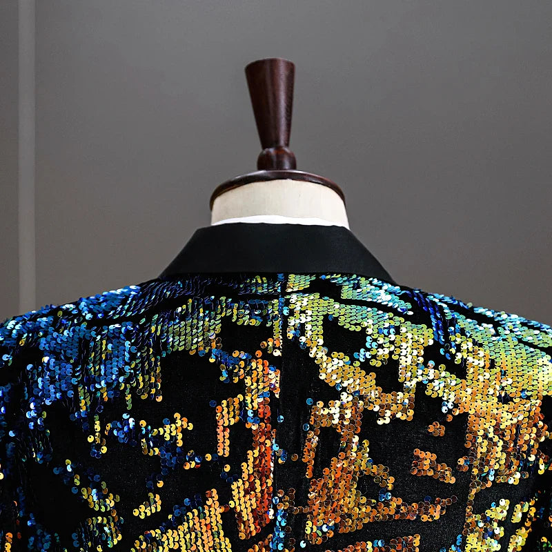 Herren-Paillettenanzugjacke in bunten Farben
