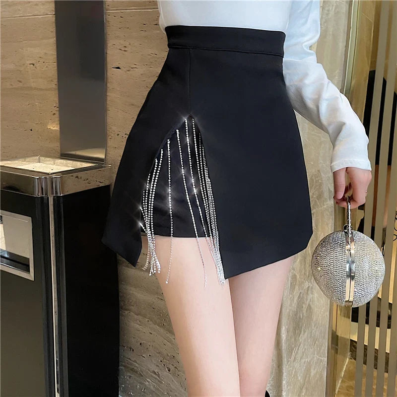 Schwarzer Carré Kleid mit Strass