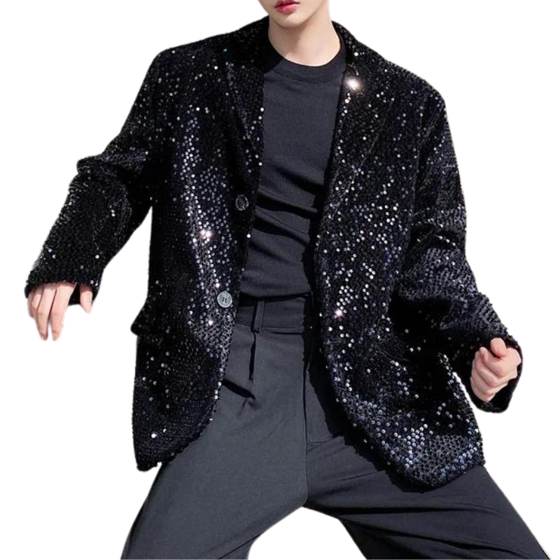 Schwarze Paillettenjacke für Herren