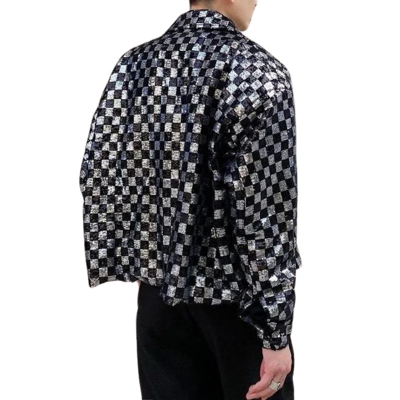 Herren Paillettenjacke Damier