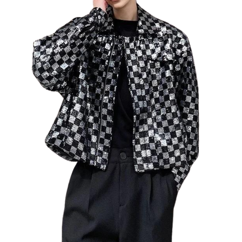 Herren Paillettenjacke Damier
