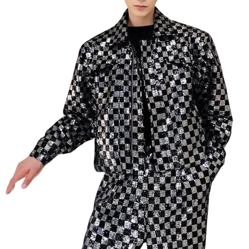 Herren Paillettenjacke Damier