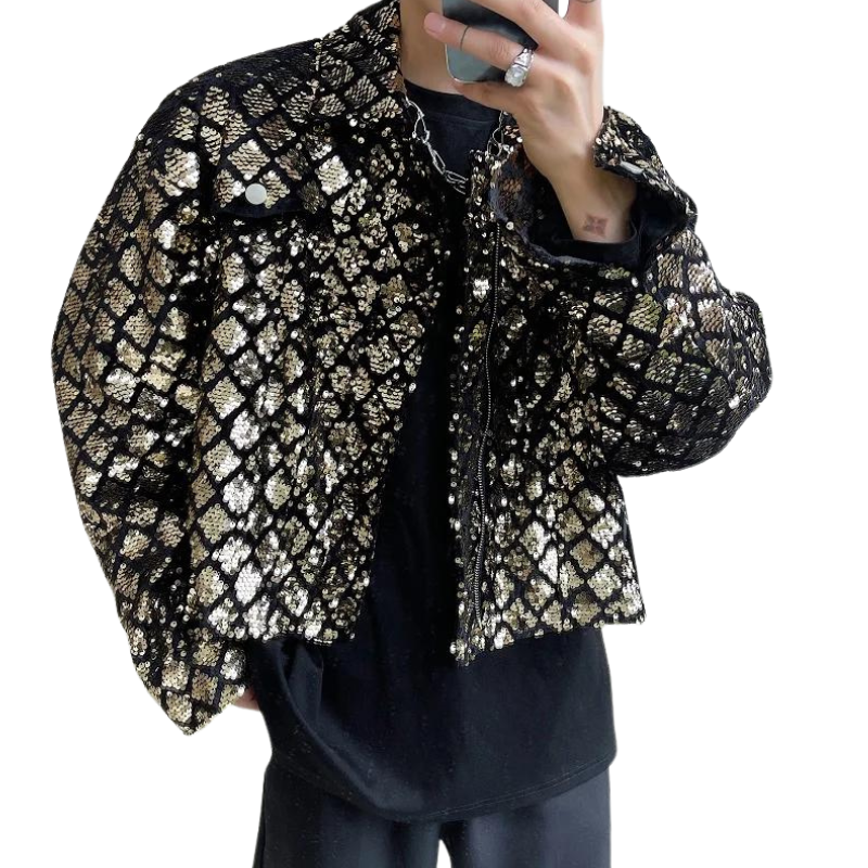 Herren Paillettenjacke Gold
