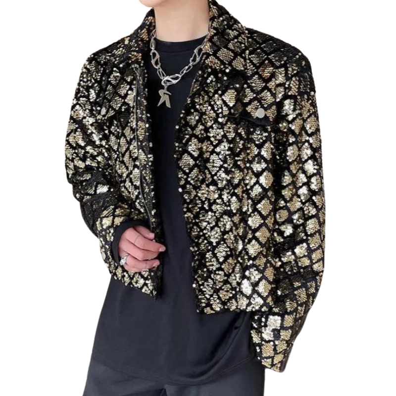 Herren Paillettenjacke Gold