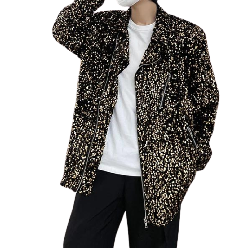 Herren Pailletten Jacke mit Reißverschluss