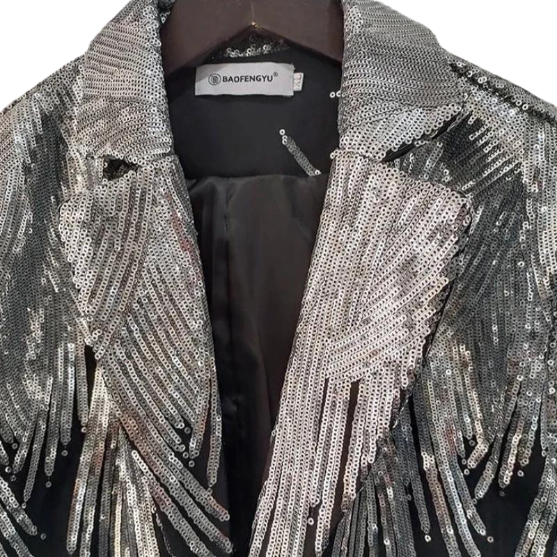 Blazer Jacke mit Pailletten und Feder-Optik für Männer