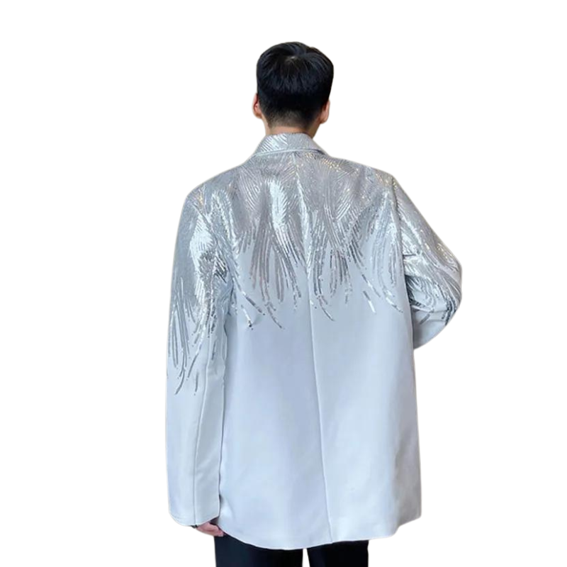 Blazer Jacke mit Pailletten und Feder-Optik für Männer