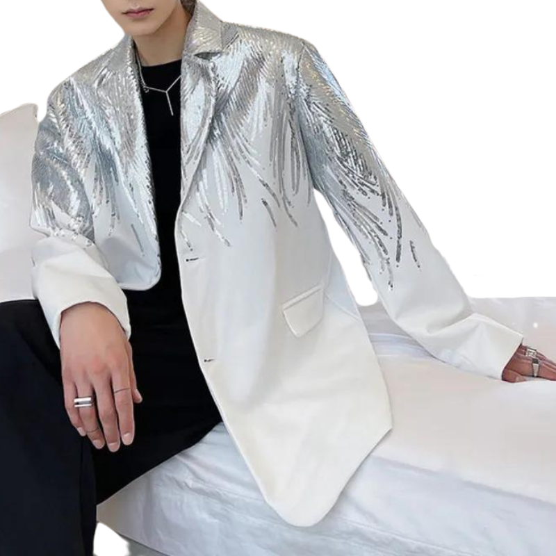 Blazer Jacke mit Pailletten und Feder-Optik für Männer