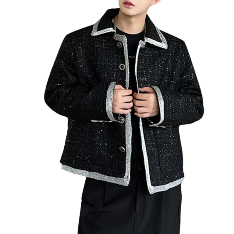 Herren Paillettenjacke mit Silberrand