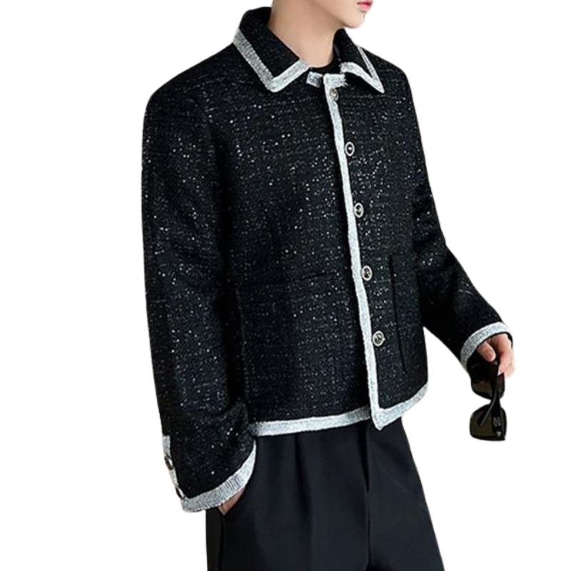 Herren Paillettenjacke mit Silberrand