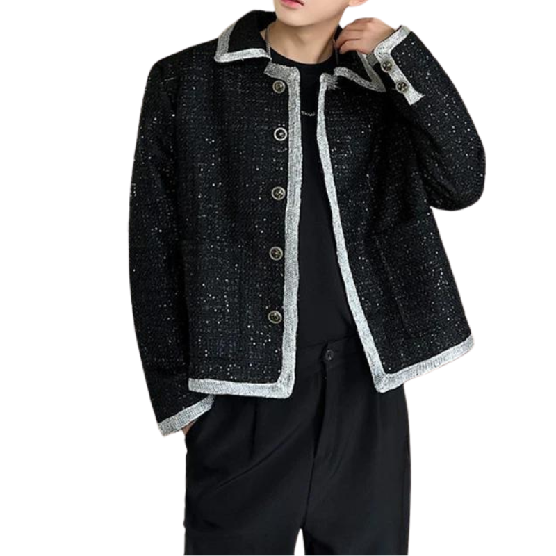 Herren Paillettenjacke mit Silberrand