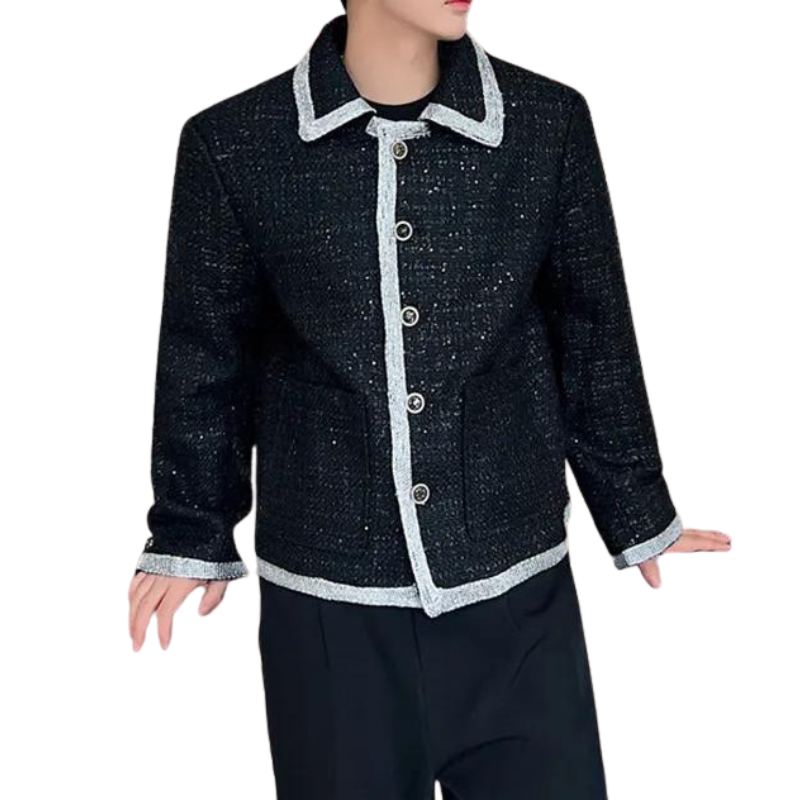 Herren Paillettenjacke mit Silberrand