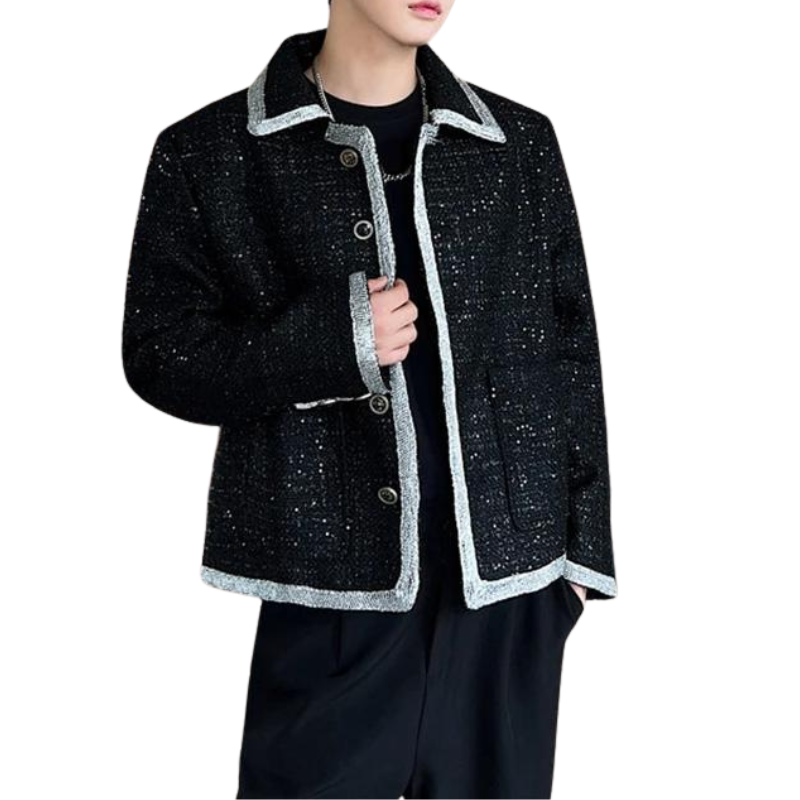 Herren Paillettenjacke mit Silberrand