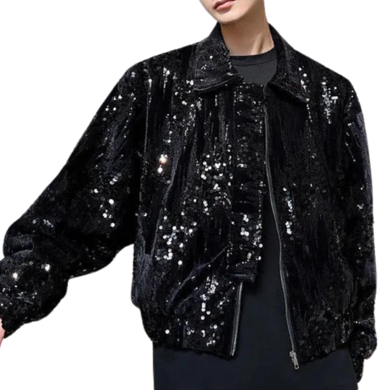 Schwarze Pailleten Herren Jacke