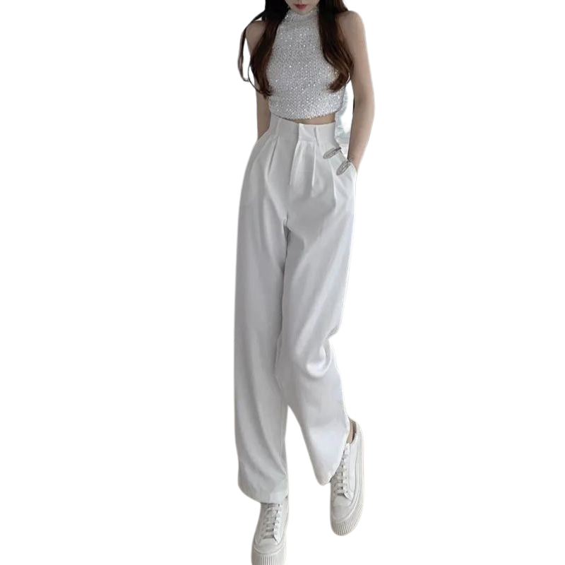 Top Pailletten Tanktop Weiß