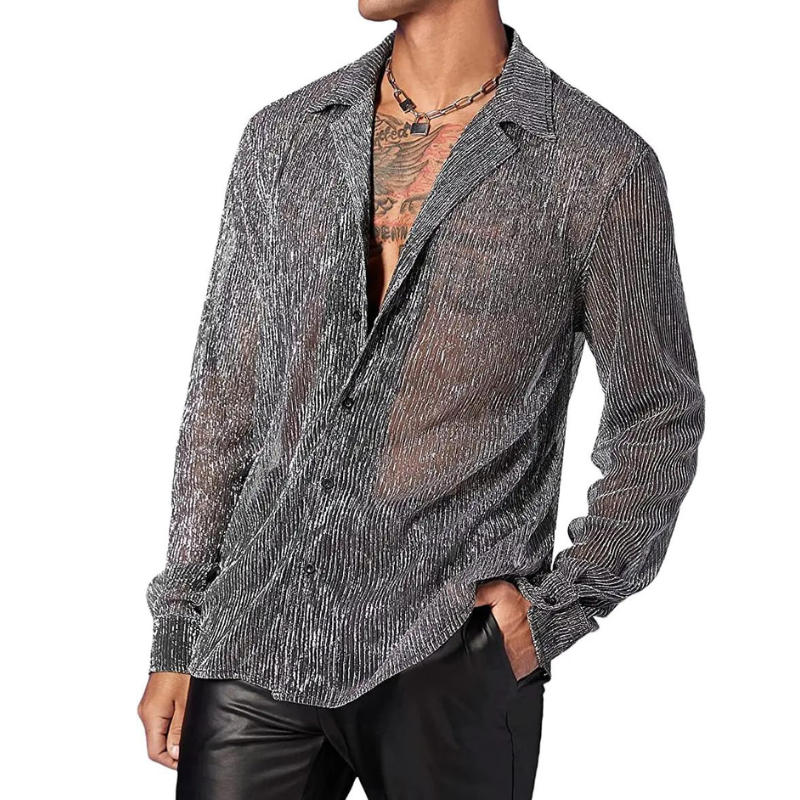 Transparente Pailletten Herren Hemd