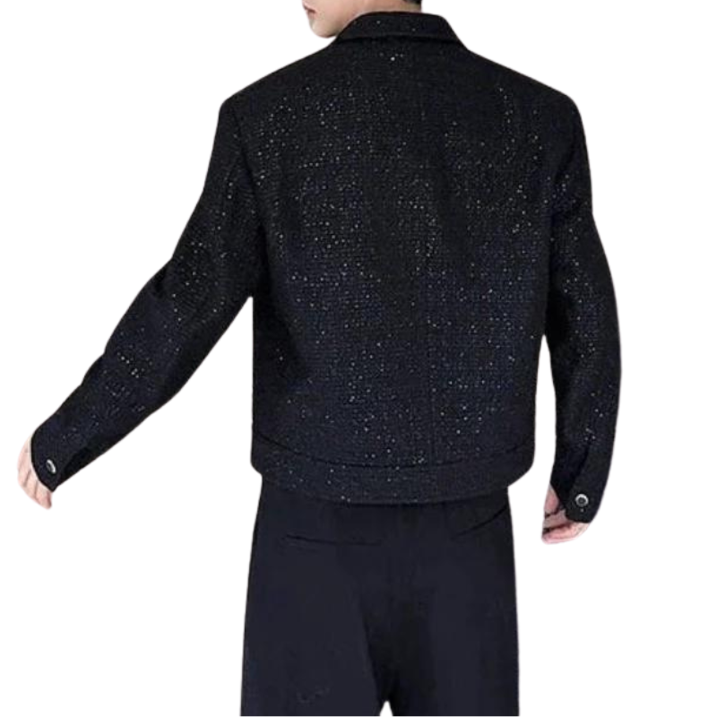 Kurze Paillettenjacke für Herren mit Knöpfen