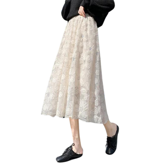 Rock mit Pailletten und Blumen