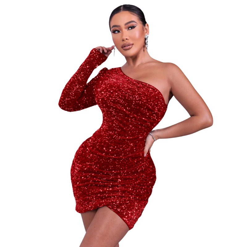 Pailletten-Kleid mit einem Ärmel