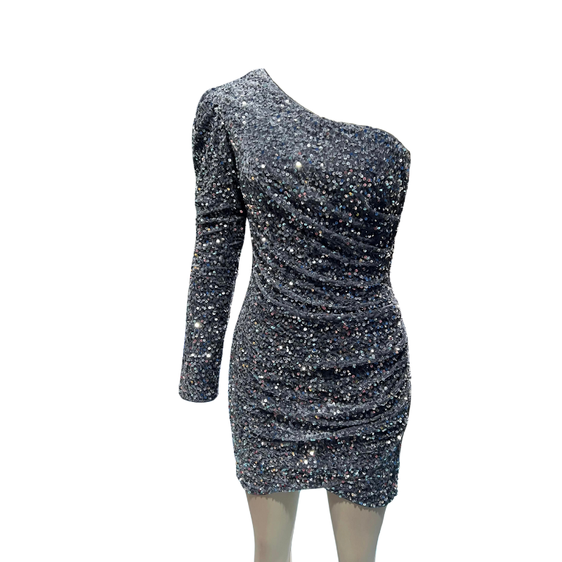 Pailletten-Kleid mit einem Ärmel