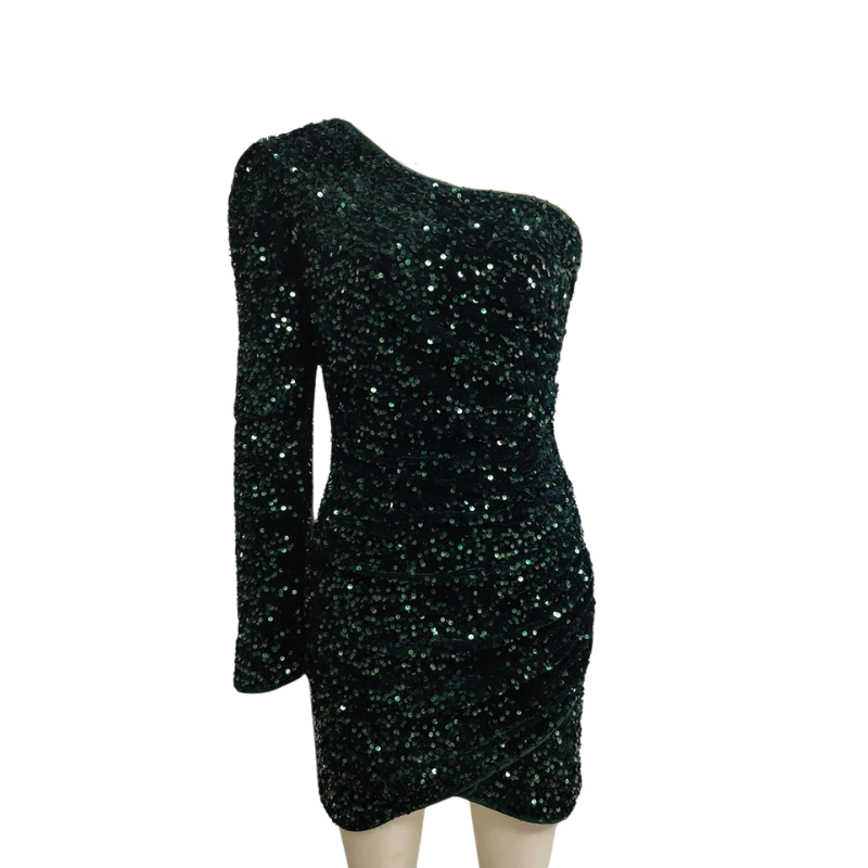 Pailletten-Kleid mit einem Ärmel