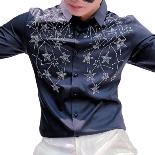 Mannhemd mit Sternen aus Strass