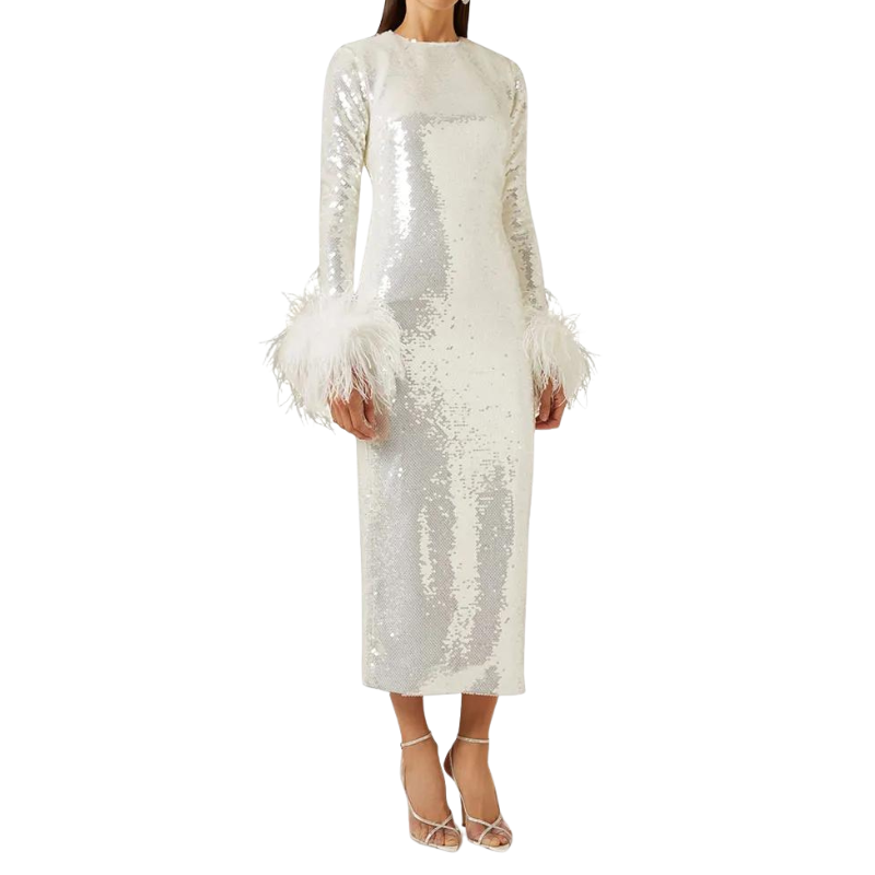paillettenkleid mit federarmen