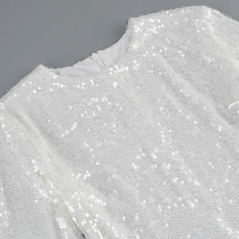 paillettenkleid mit federarmen