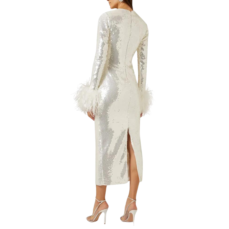 paillettenkleid mit federarmen
