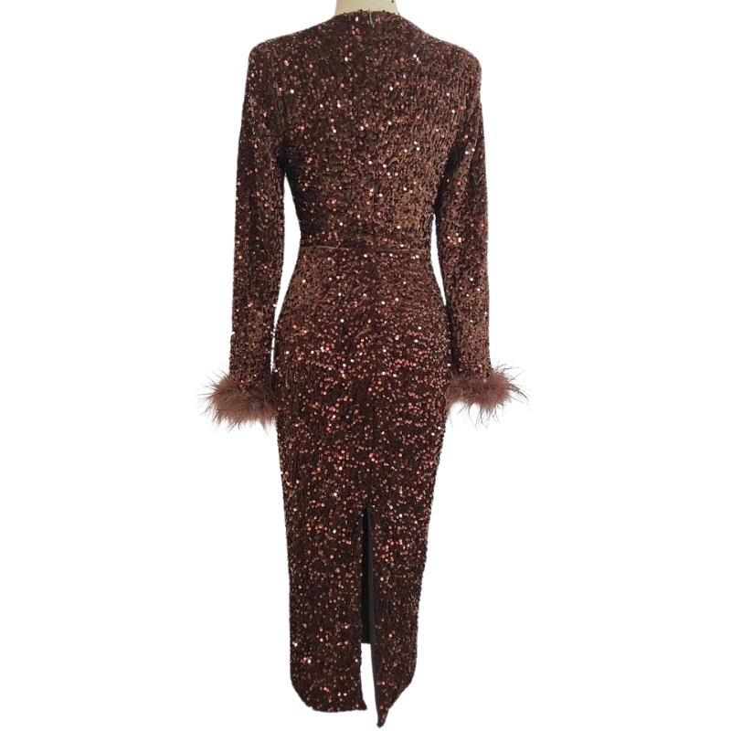 paillettenkleid mit federarmen