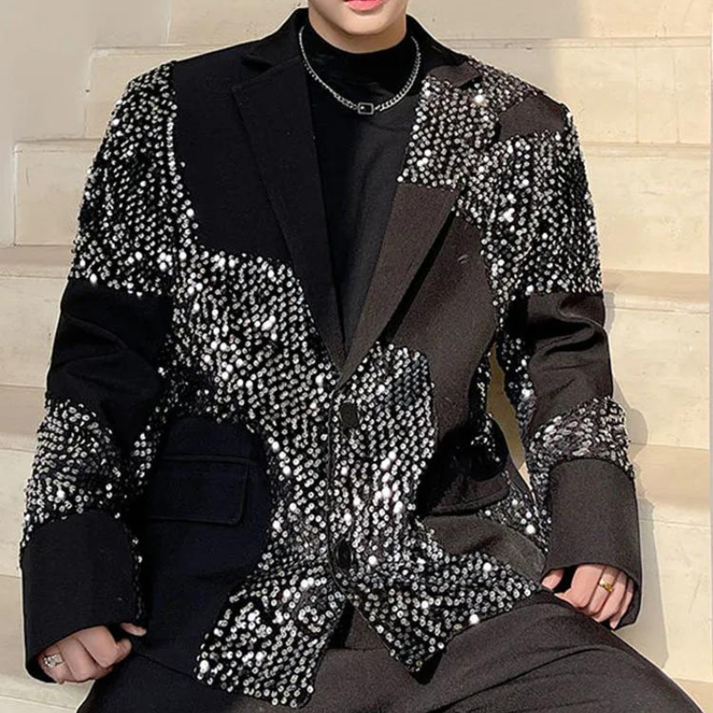 Anzugjacke in Schwarz mit Pailletten