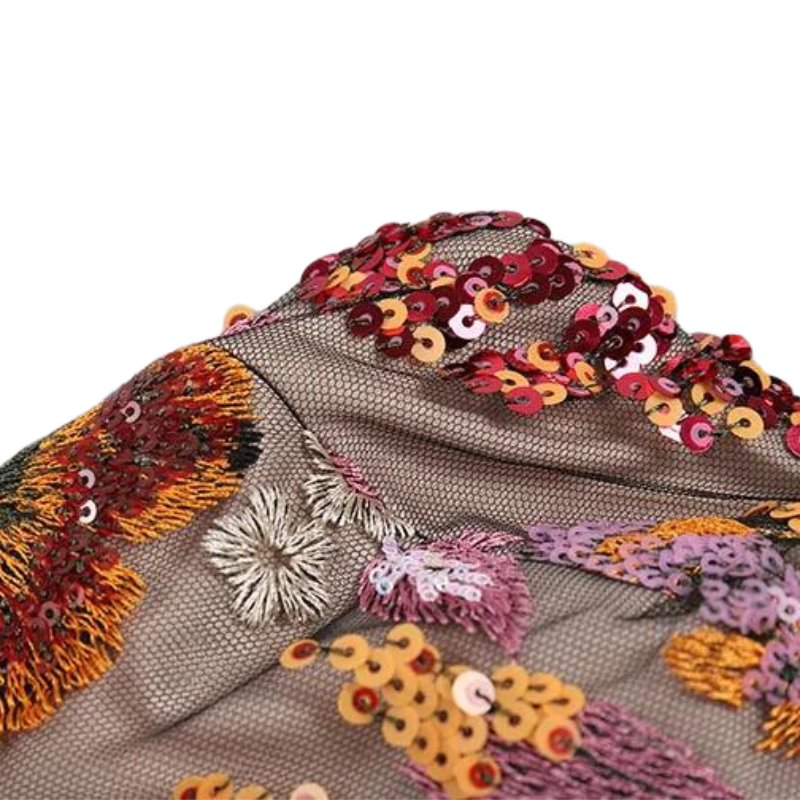 Bustier-Kleid mit Blumen, Pailletten und transparentem Design