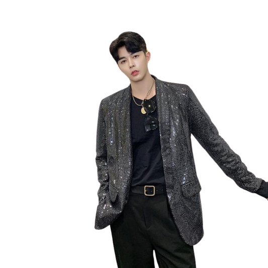 Herren-Paillettenkostüm Grau