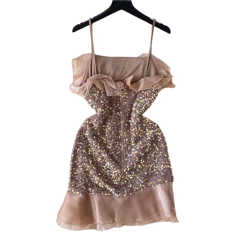 Paillettenkleid mit Trägern in Rosa Violett