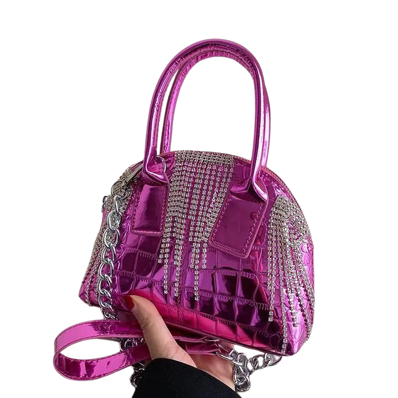 Kleine silberne Schultertasche